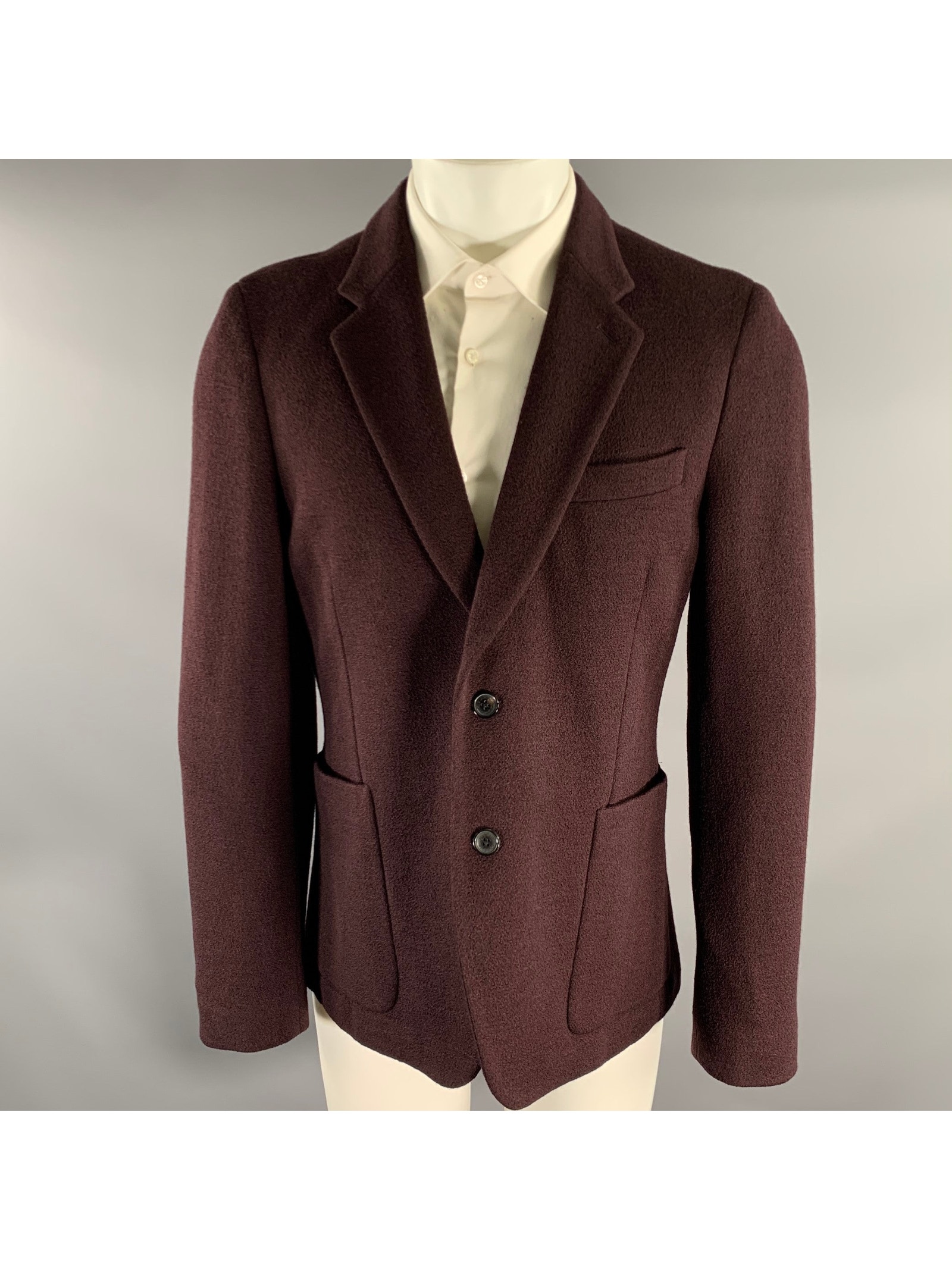 Paul Smith Chest Size 42 Burgundy Knit Wool Notch Lapel Sport Coat